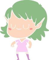 happy flat color style cartoon elf girl vector