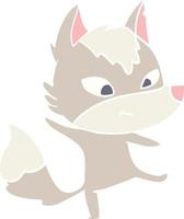 friendly flat color style cartoon wolf dancing vector