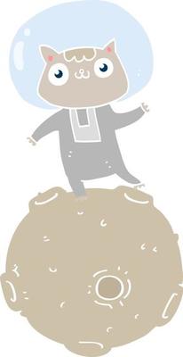 cute flat color style cartoon astronaut cat