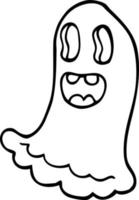 fantasma espeluznante de dibujos animados de dibujo lineal vector