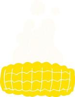 flat color illustration of a cartoon corn cob vector