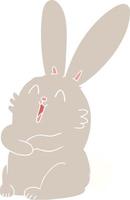 conejo de conejito riendo de dibujos animados de estilo de color plano vector