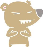 angry bear flat color style cartoon vector