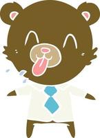 rude flat color style cartoon bear boss vector