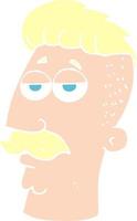 flat color illustration of a cartoon man with hipster hair cut vector