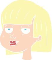 flat color illustration of a cartoon female face vector