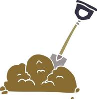 cartoon doodle shovel in dirt vector