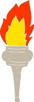 flat color illustration of a cartoon flaming torch vector