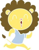 laughing lion flat color style cartoon vector