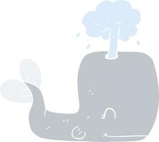 flat color illustration of a cartoon whale spouting water vector