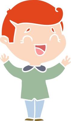flat color style cartoon laughing man