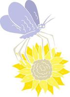 flat color illustration of butterfly on flower vector