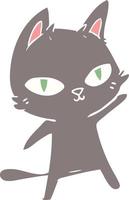 flat color style cartoon cat staring vector