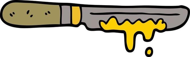 cuchillo de mantequilla de doodle de dibujos animados vector