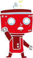 flat color style cartoon robot waving vector