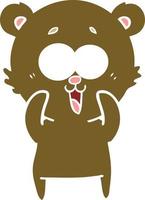 laughing teddy  bear flat color style cartoon vector