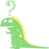 flat color illustration of confused dinosaur vector