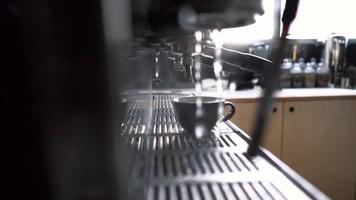 Professional espresso coffee making machine in use video