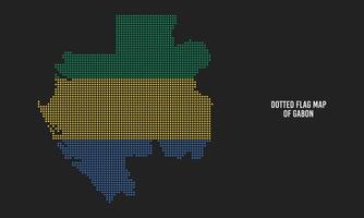 Ilustración de vector de mapa de bandera de Gabón punteado