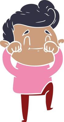 happy flat color style cartoon man