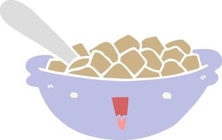 cute flat color style cartoon bowl of cereal vector