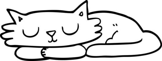 line drawing cartoon sleeping cat vector