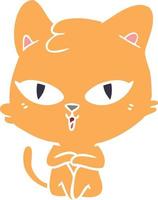 gato de dibujos animados de estilo de color plano vector