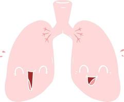 flat color style cartoon happy lungs vector