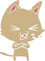 flat color style cartoon cat hissing vector