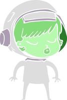 flat color style cartoon pretty astronaut girl vector