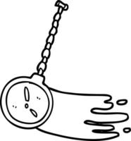 line drawing cartoon swinging gold watch vector