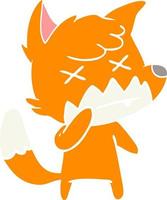 flat color style cartoon cross eyed fox vector