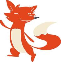 flat color style cartoon happy fox vector