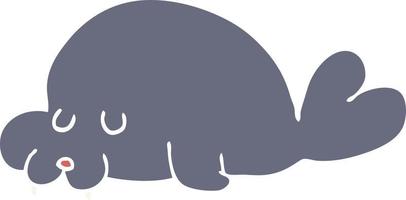 flat color style cartoon walrus vector