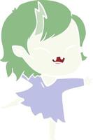 flat color style cartoon laughing vampire girl vector