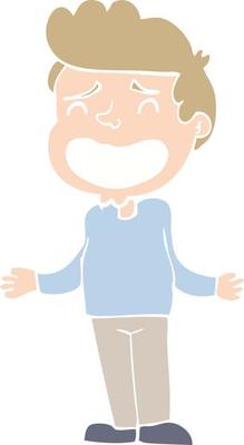 flat color style cartoon boy shrugging