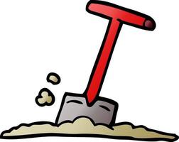 cartoon doodle shovel in dirt vector