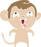 crazy flat color style cartoon monkey vector