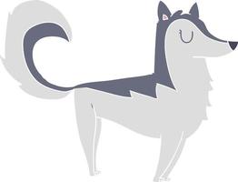 husky de dibujos animados de estilo de color plano vector