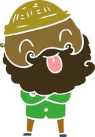 man with beard sticking out tongue vector