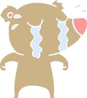 flat color style cartoon crying bear vector