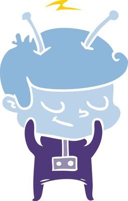 shy flat color style cartoon spaceman
