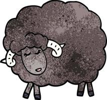 cartoon doodle black sheep vector
