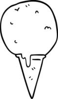 line drawing cartoon ice cream cone vector