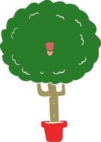 flat color style cartoon happy tree vector