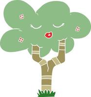 flat color style cartoon tree with face vector