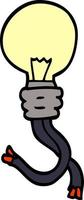 cartoon doodle glowing light bulb vector