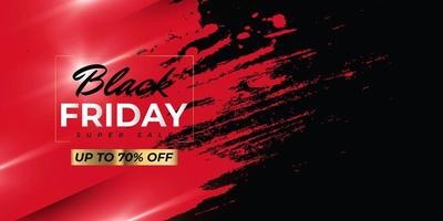 Black Friday Sale Banner or Poster with Red and Black Brush Background. Advertising and Promotion Banner Design for Black Friday Campaign. Shopping Website Header Template vector