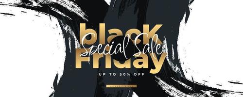 Black Friday Sale Banner with Brush Background. Advertising and Promotion Banner Design for Black Friday Campaign. Shopping Website Header Template vector