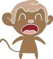 shouting flat color style cartoon monkey vector